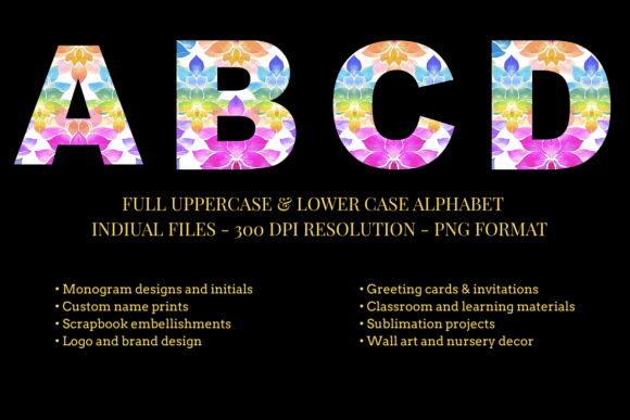 Rainbow Lotus Alphabet Set: A Colorful Typeface for Web Design
